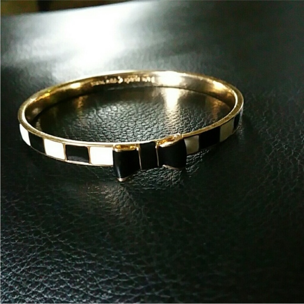 Kate Spade Gold and Black Checkered Bow Bracelet